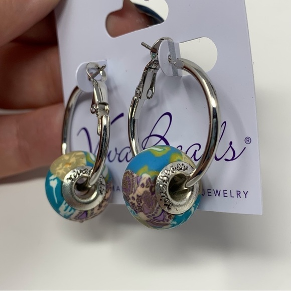 Viva Beads Clay Beaded Earth Design Hoops - Picture 2 of 8